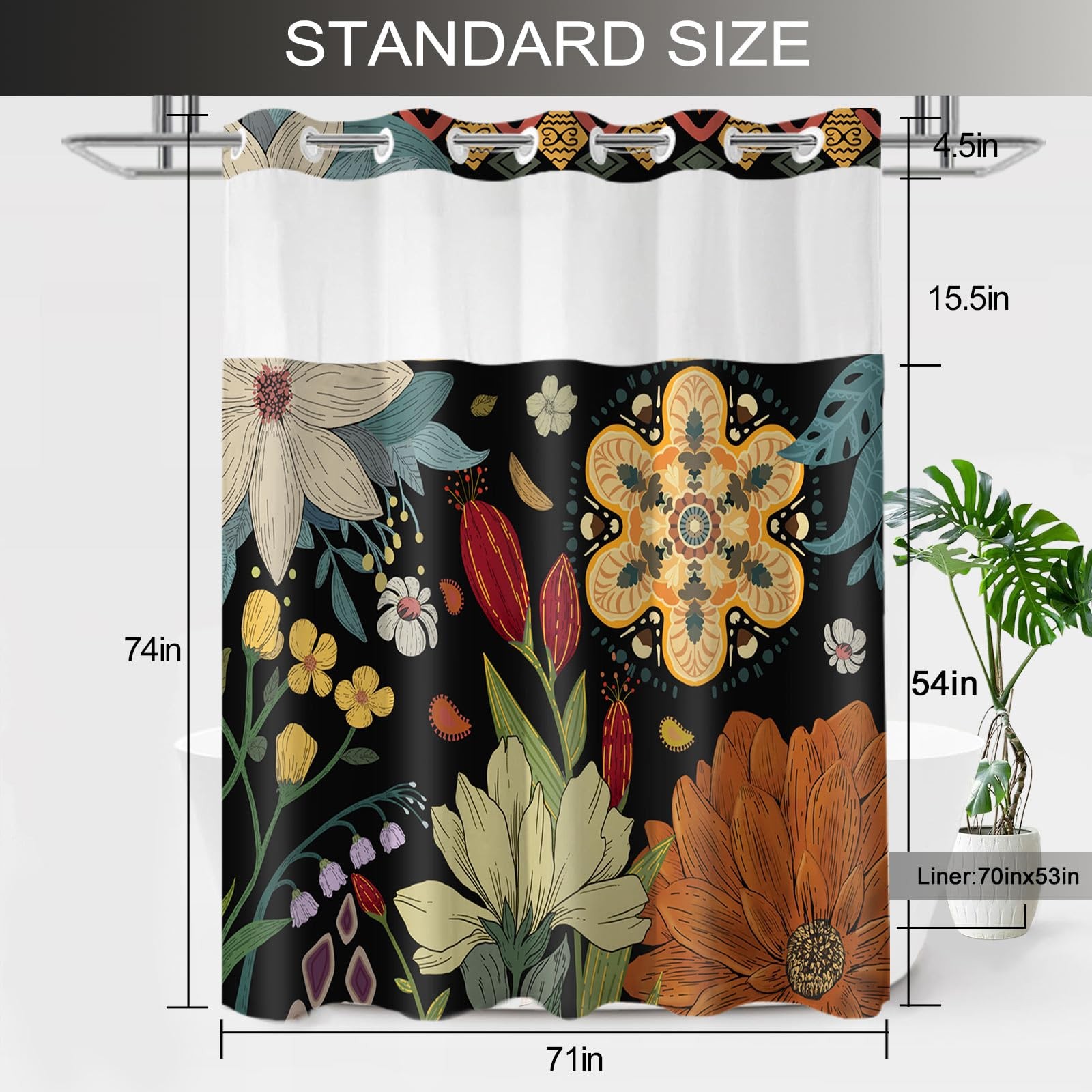 Custom Printed Bath Curtain — custom printed polyester bath curtain detail view