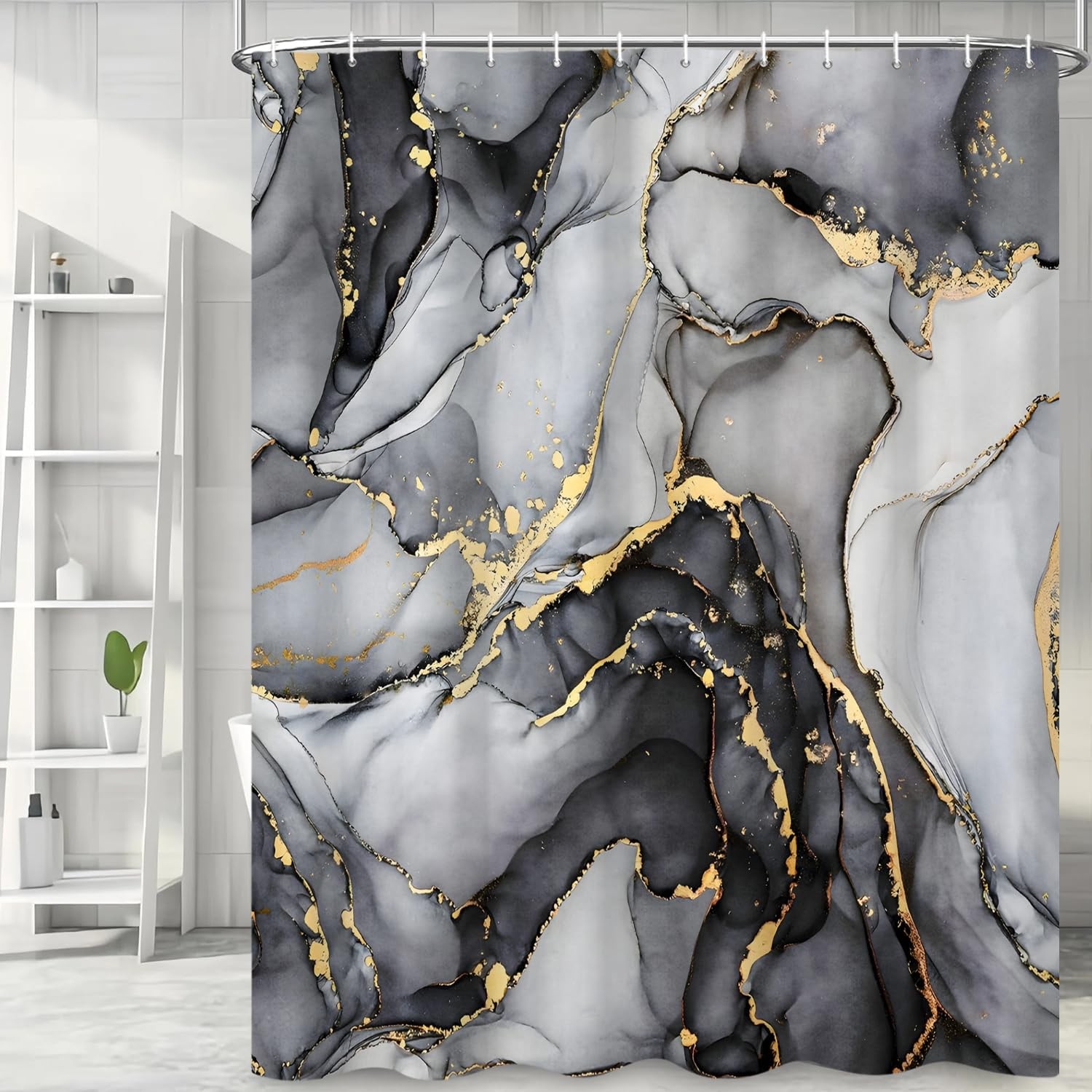 Custom Printed Bath Curtain — custom printed polyester bath curtain detail view