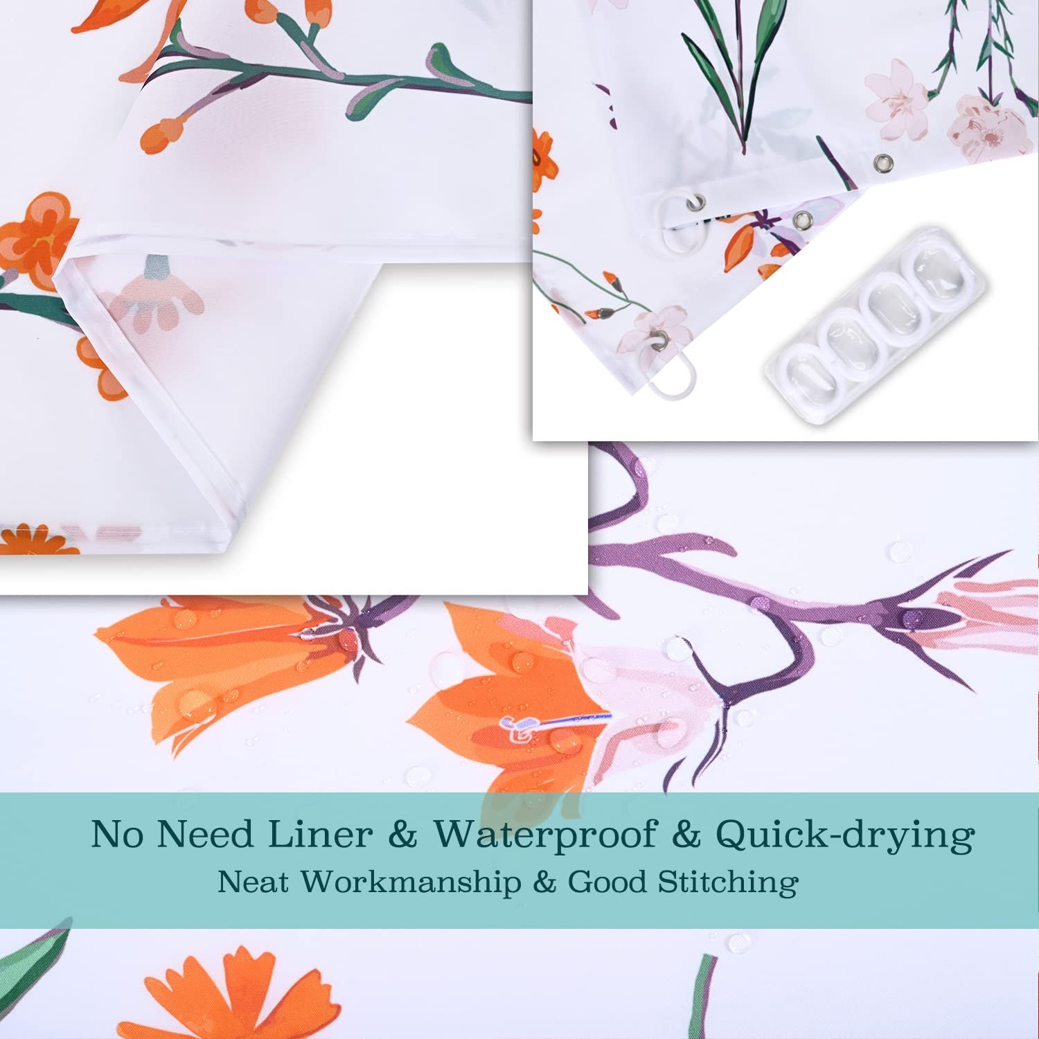 Custom Printed Bath Curtain — custom printed polyester bath curtain detail view