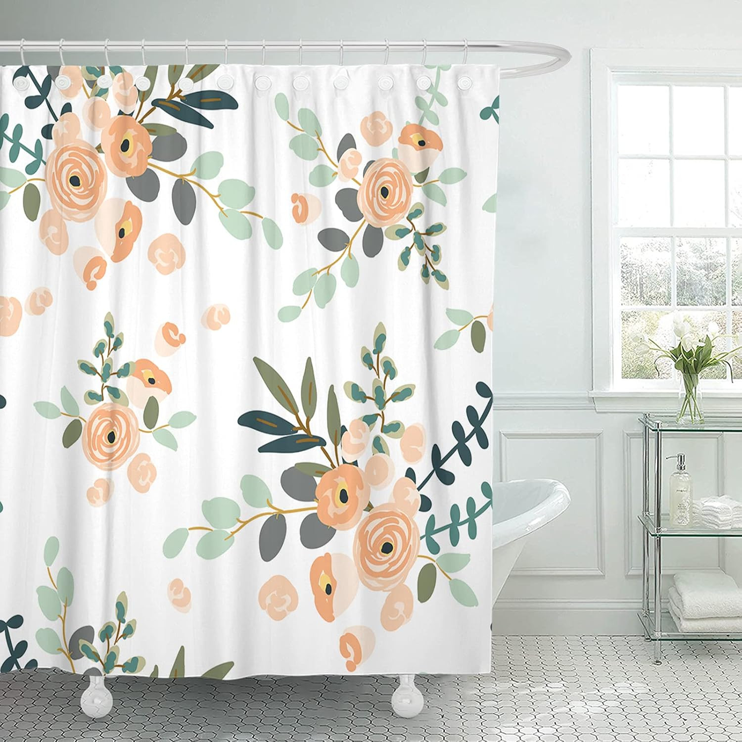 Custom Printed Bath Curtain — custom printed polyester bath curtain