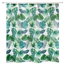 - Fabric Shower Curtain, Palm Tree Leaves Inspired Home Decor (Viva Palm Coll... — custom printed polyester bath curtain
