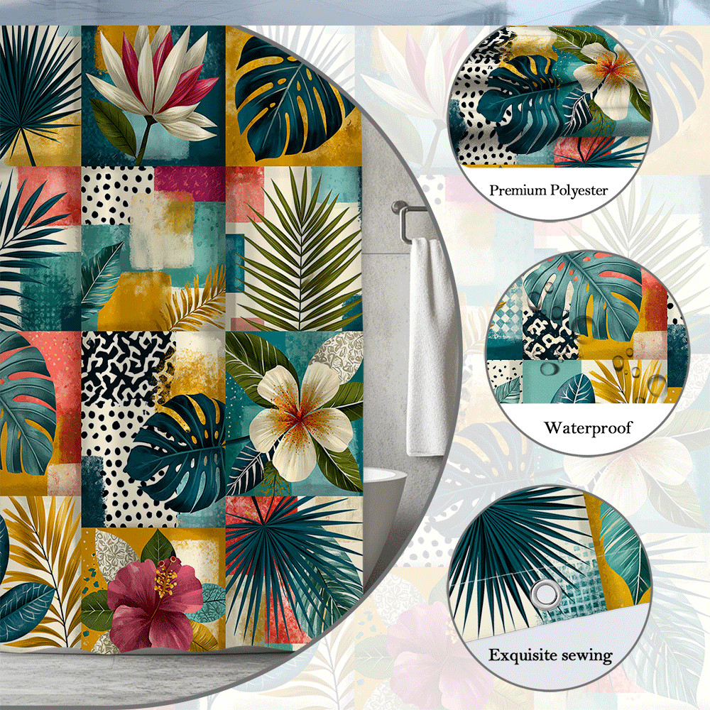 Custom Printed Bath Curtain — custom printed polyester bath curtain detail view