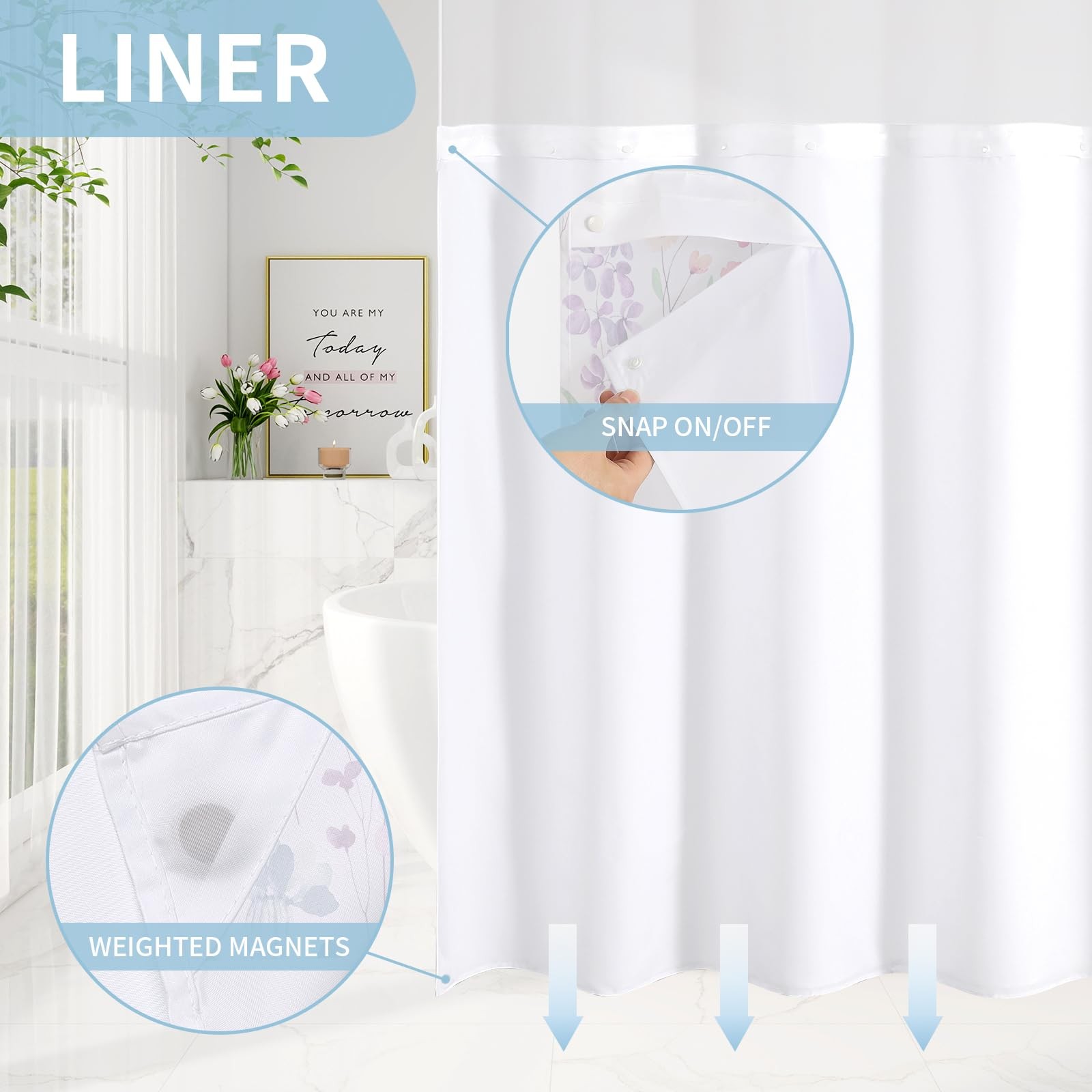 Custom Printed Bath Curtain — custom printed polyester bath curtain detail view