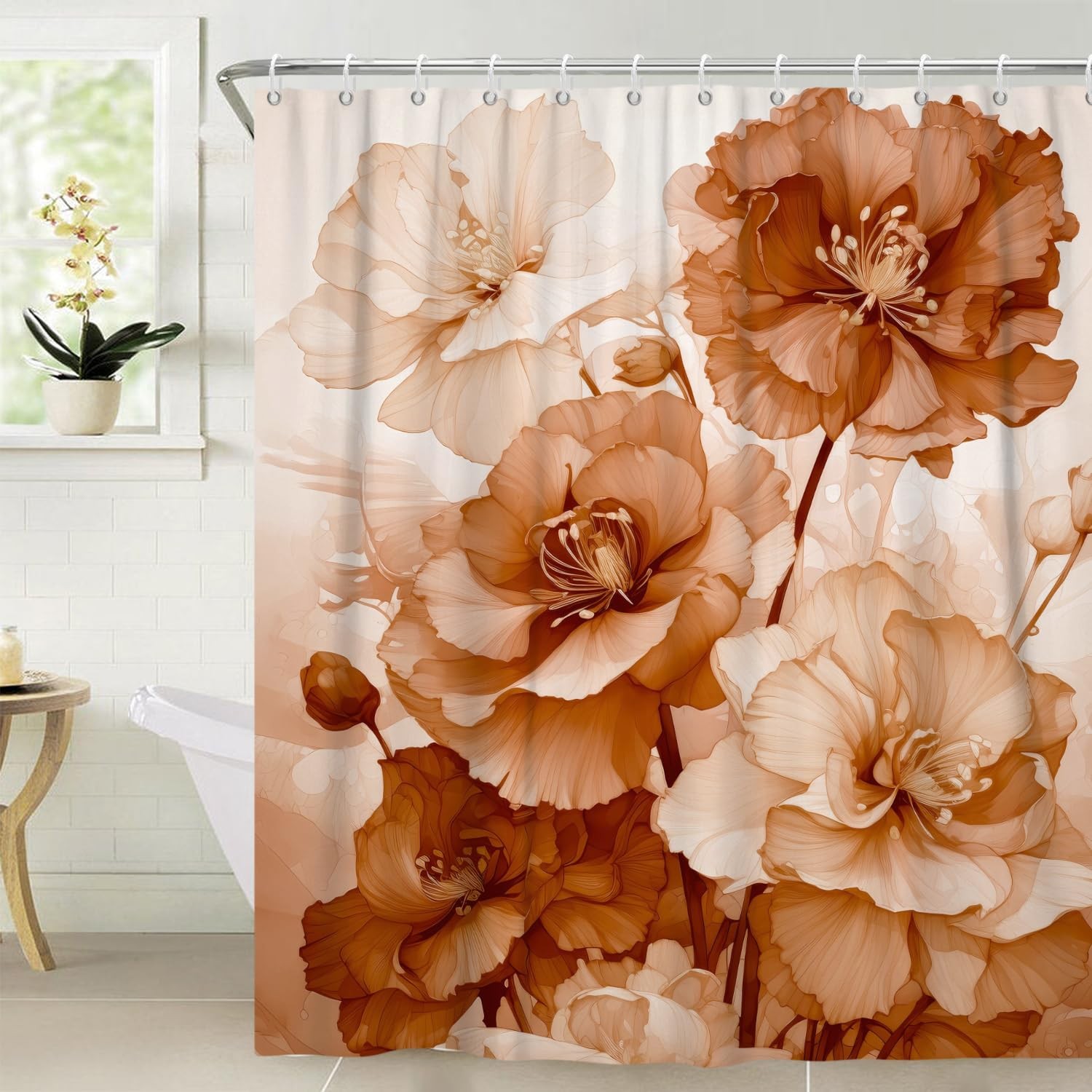 Custom Printed Bath Curtain — custom printed polyester bath curtain detail view