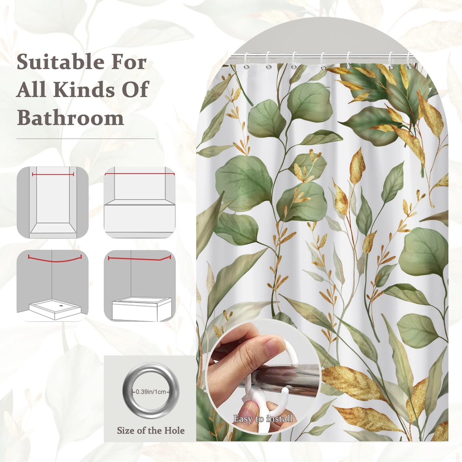 Custom Printed Bath Curtain — custom printed polyester bath curtain detail view