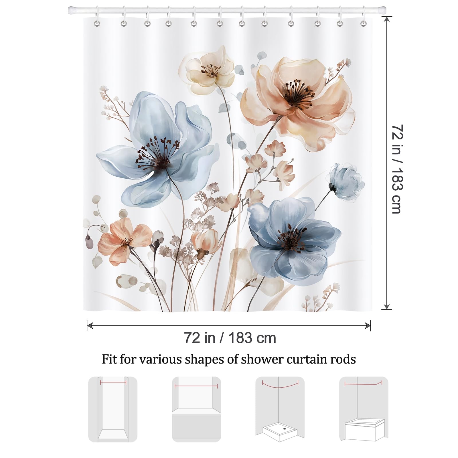 Custom Printed Bath Curtain — custom printed polyester bath curtain detail view