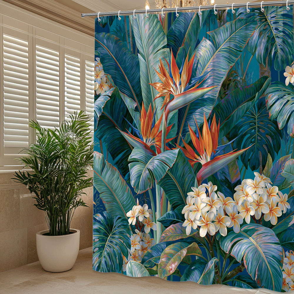Custom Printed Bath Curtain — custom printed polyester bath curtain detail view