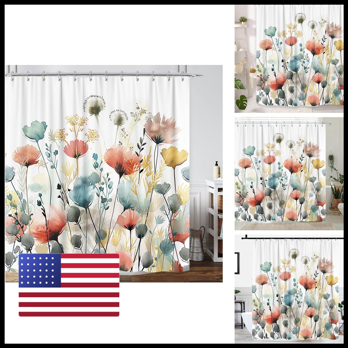 Custom Printed Bath Curtain — custom printed polyester bath curtain
