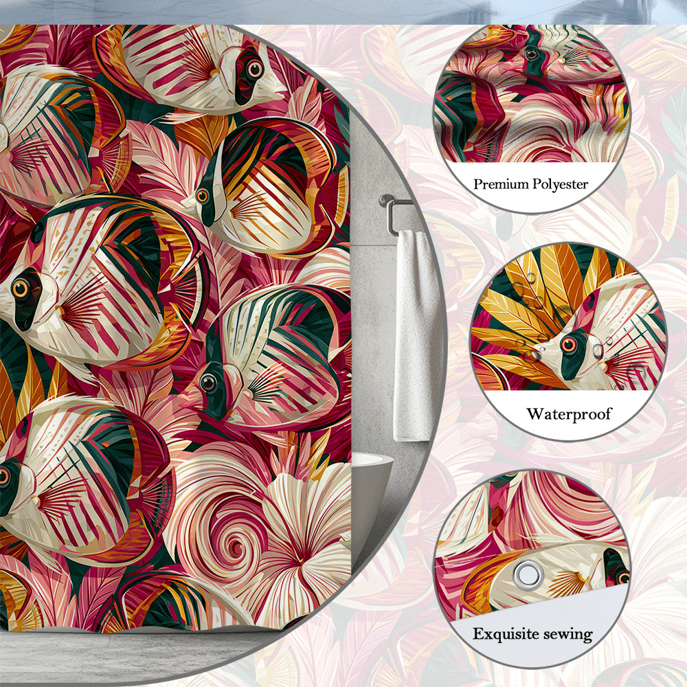 Custom Printed Bath Curtain — custom printed polyester bath curtain detail view