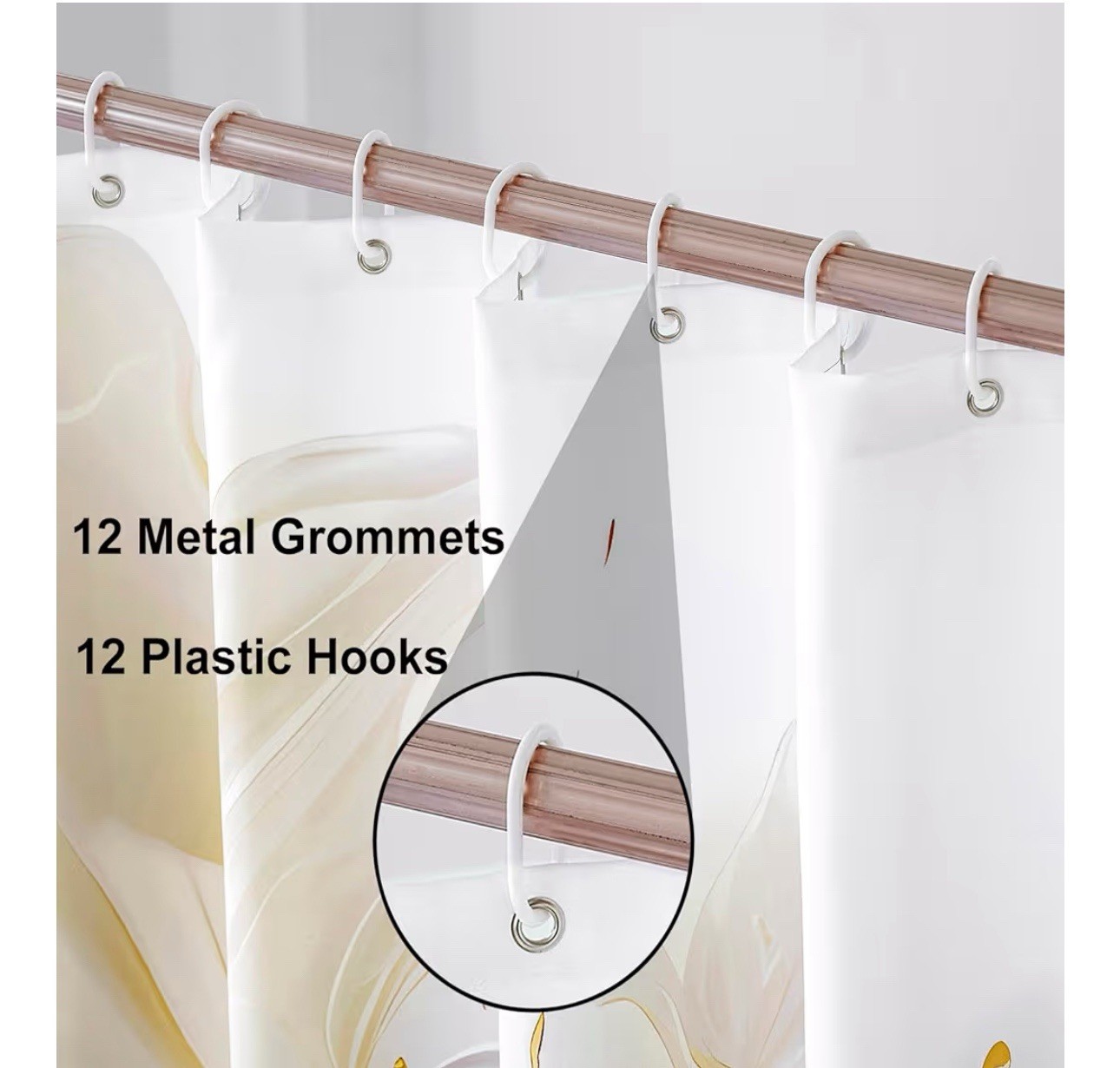 Custom Printed Bath Curtain — custom printed polyester bath curtain detail view