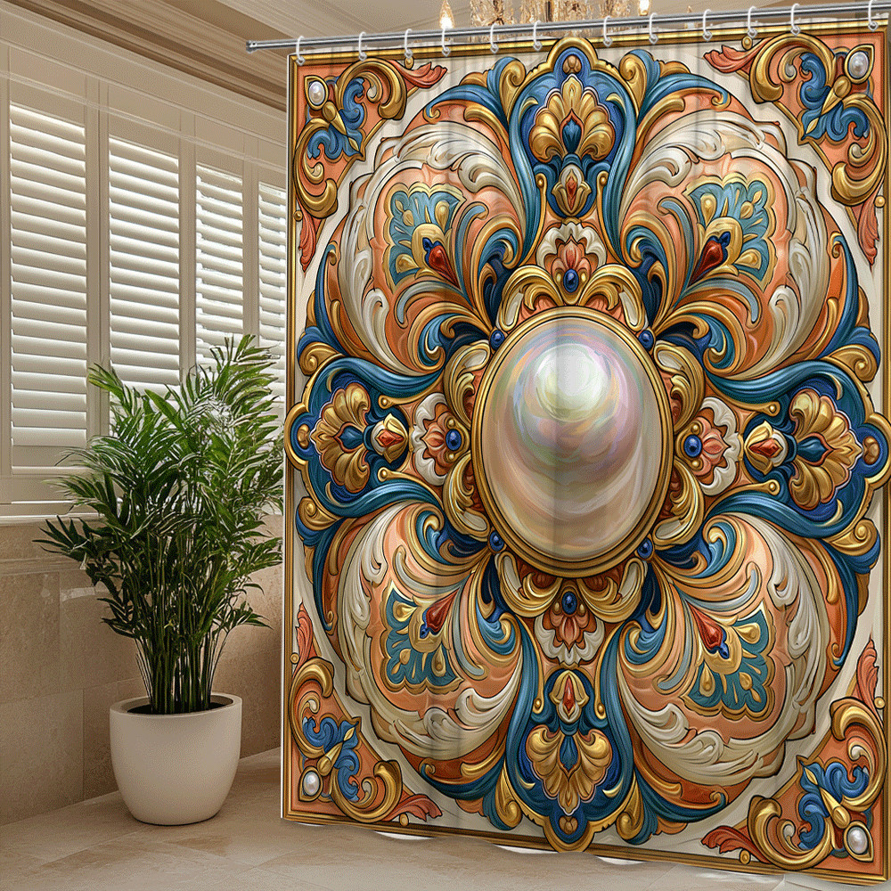 Custom Printed Bath Curtain — custom printed polyester bath curtain detail view