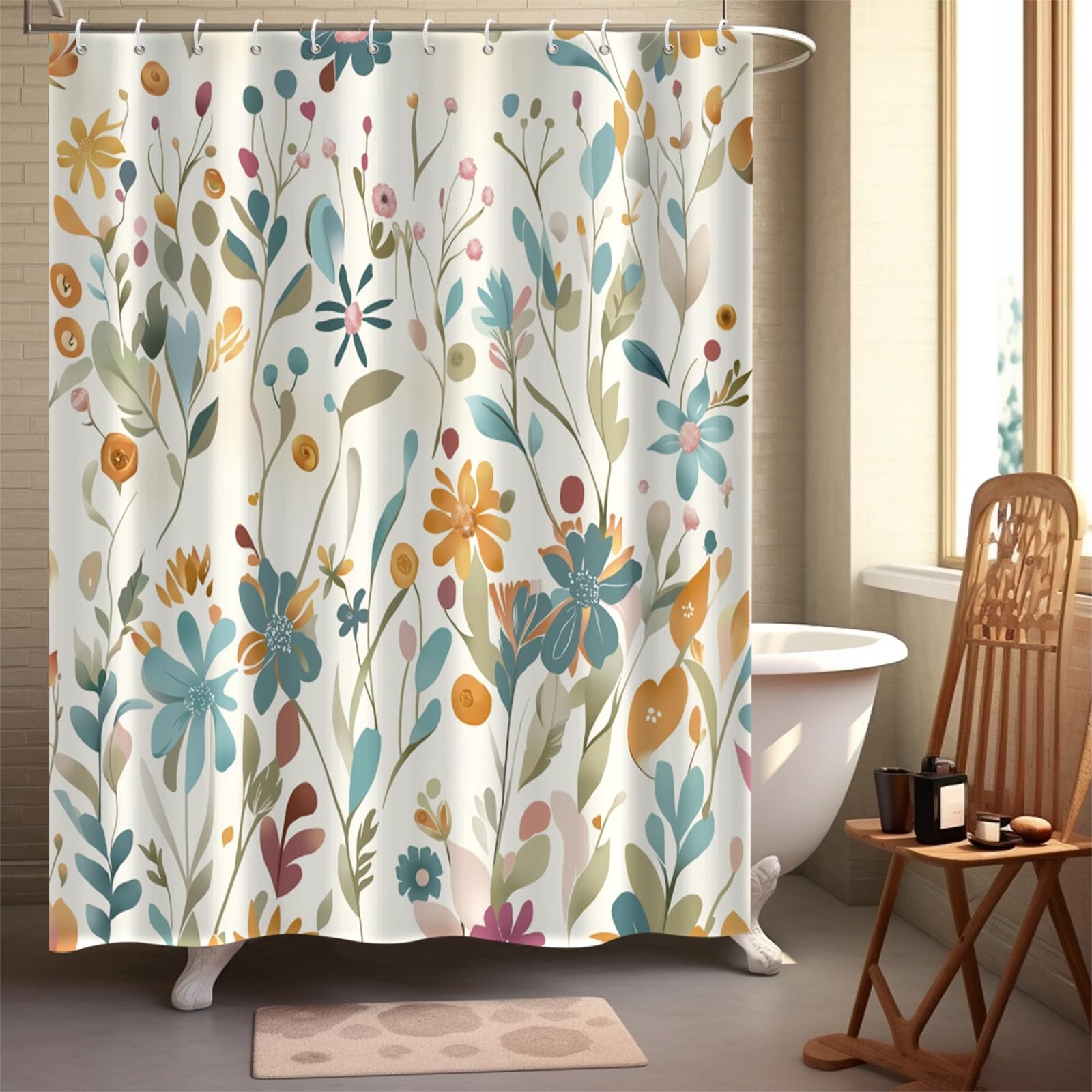 Custom Printed Bath Curtain — custom printed polyester bath curtain detail view