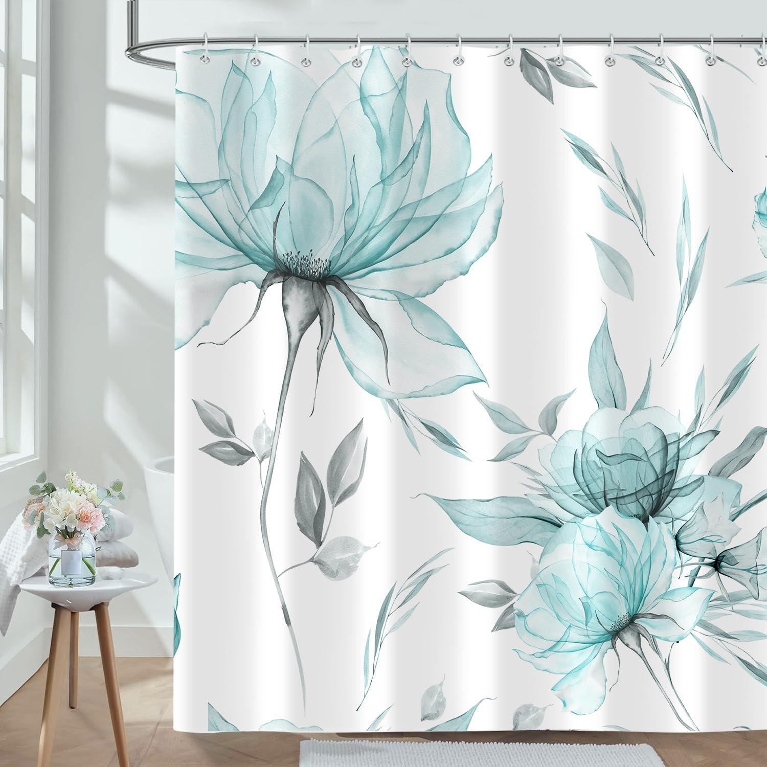 Custom Printed Bath Curtain — custom printed polyester bath curtain detail view