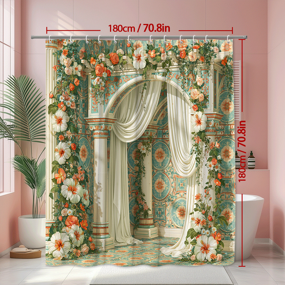 Custom Printed Bath Curtain — custom printed polyester bath curtain detail view