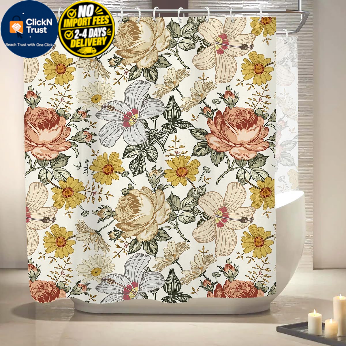 Custom Printed Bath Curtain — custom printed polyester bath curtain detail view