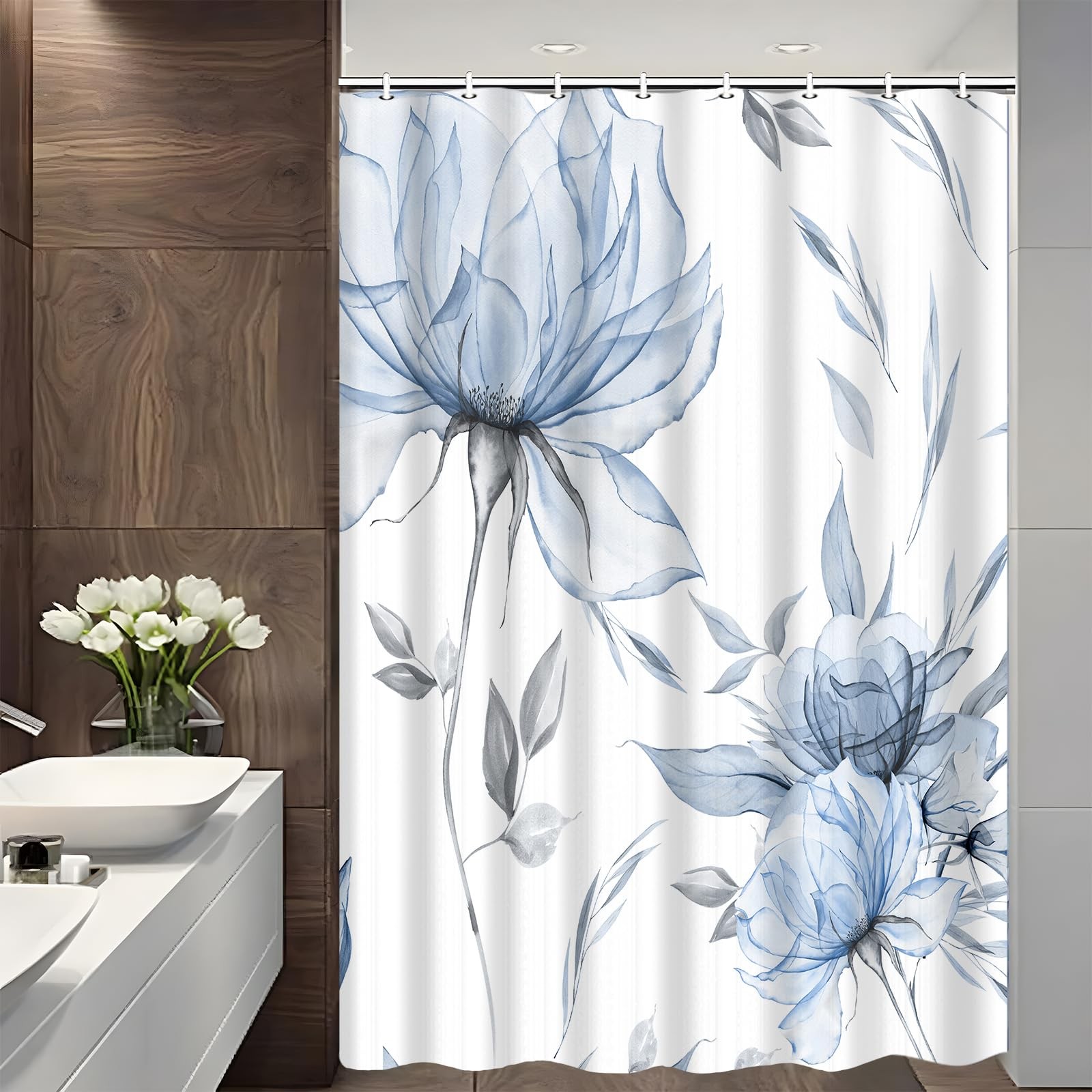 Custom Printed Bath Curtain — custom printed polyester bath curtain detail view