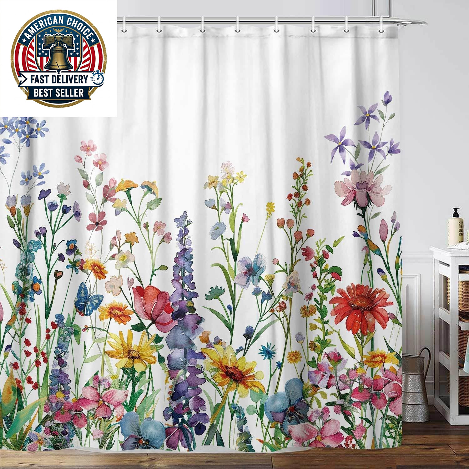 Custom Printed Bath Curtain — custom printed polyester bath curtain detail view