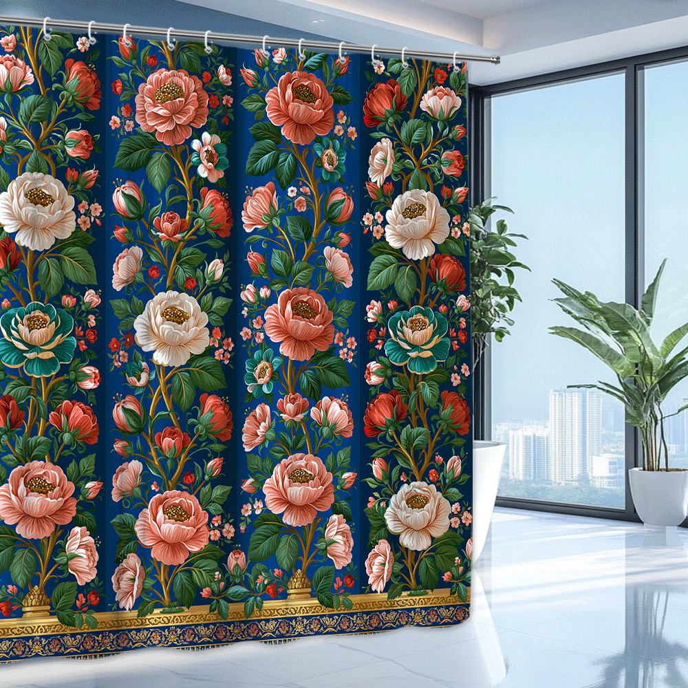 Custom Printed Bath Curtain — custom printed polyester bath curtain detail view