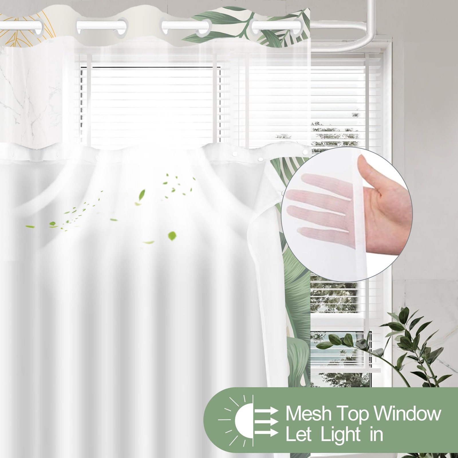 Custom Printed Bath Curtain — custom printed polyester bath curtain detail view