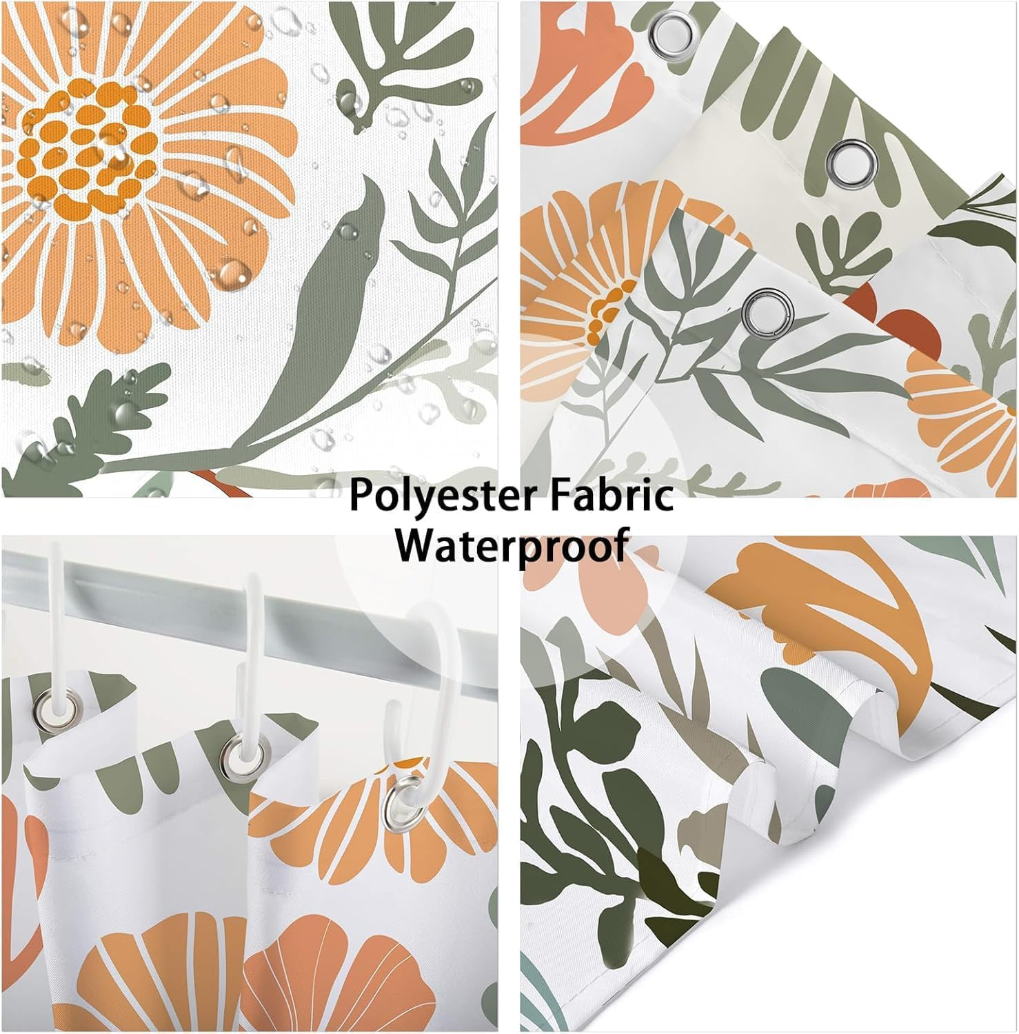 Custom Printed Bath Curtain — custom printed polyester bath curtain detail view
