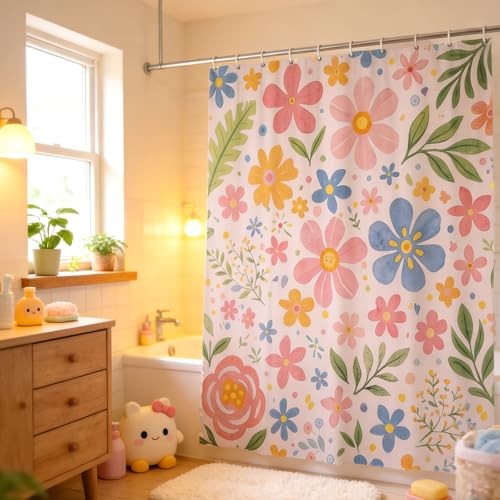 Custom Printed Bath Curtain — custom printed polyester bath curtain detail view