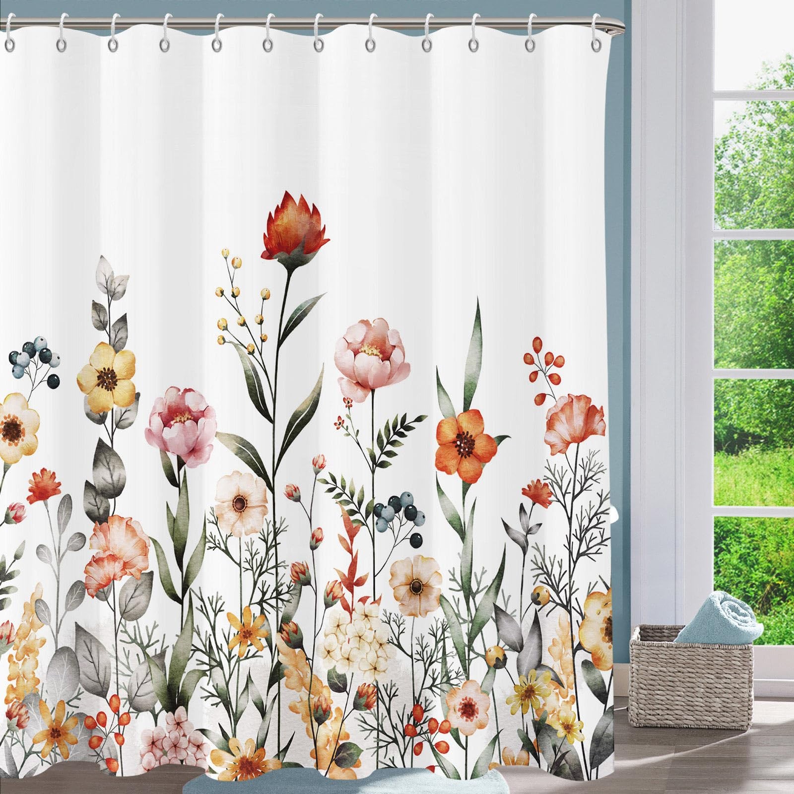 Custom Printed Bath Curtain — custom printed polyester bath curtain detail view