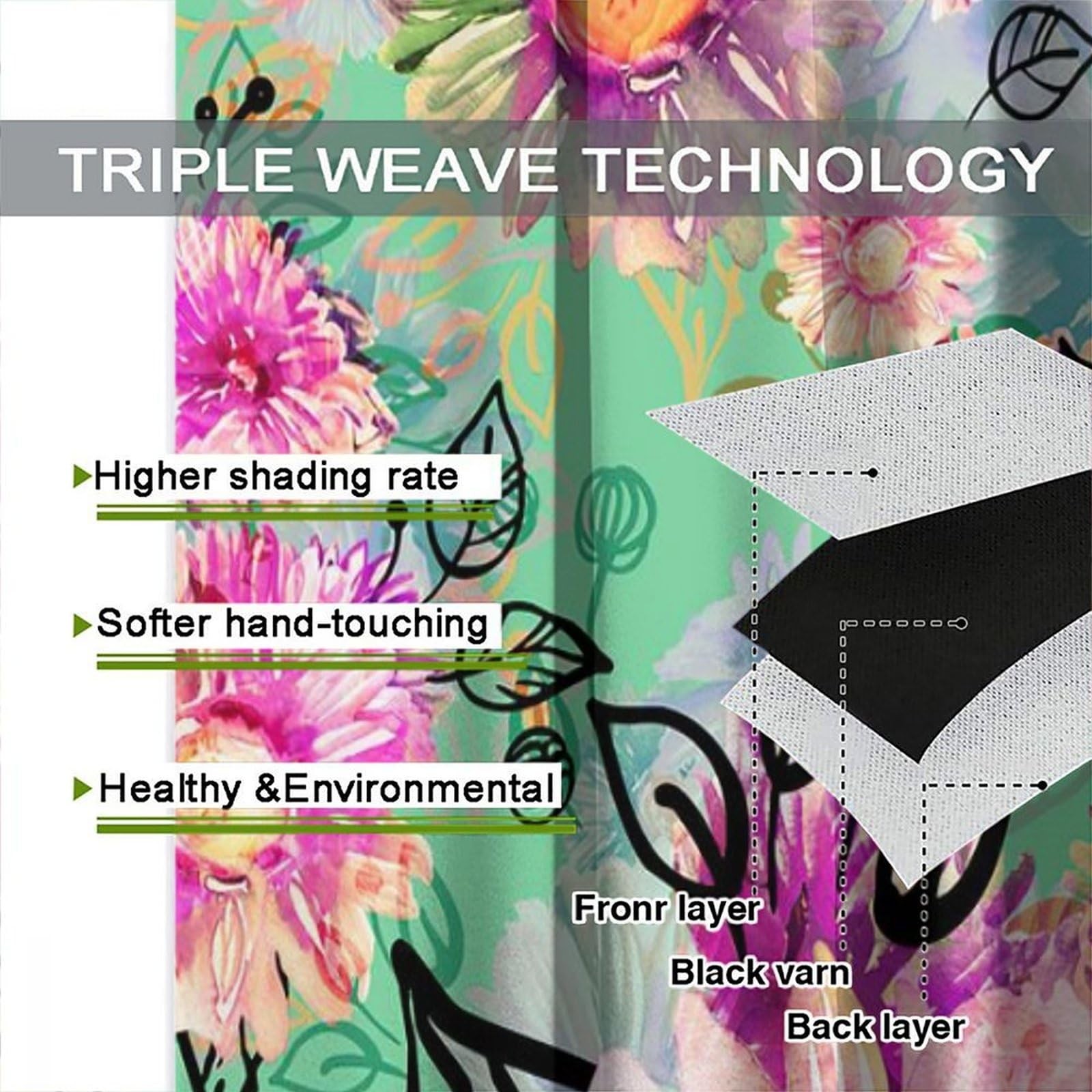 Custom Printed Bath Curtain — custom printed polyester bath curtain detail view