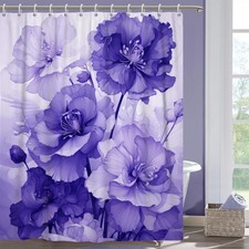 Purple Shower Curtain for Bathroom Rose Floral Shower Curtain Set with Hooks ... — custom printed polyester bath curtain
