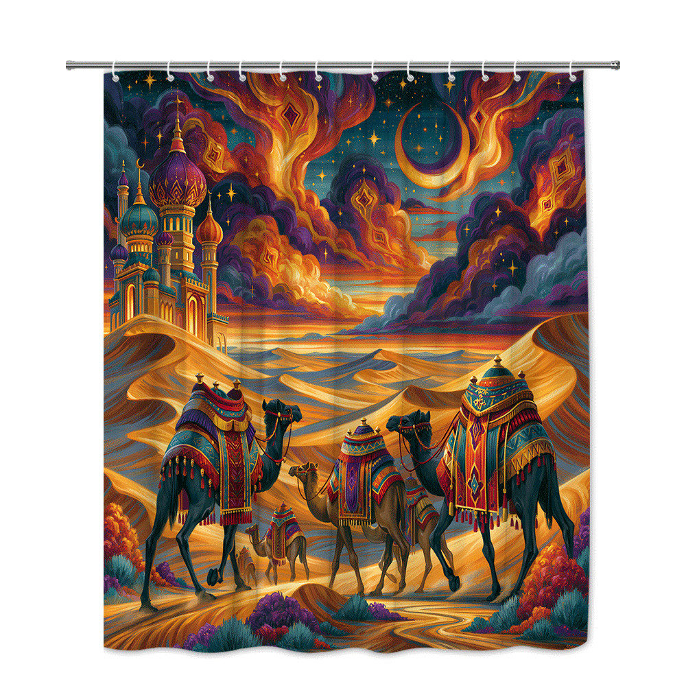 Custom Printed Bath Curtain — custom printed polyester bath curtain detail view