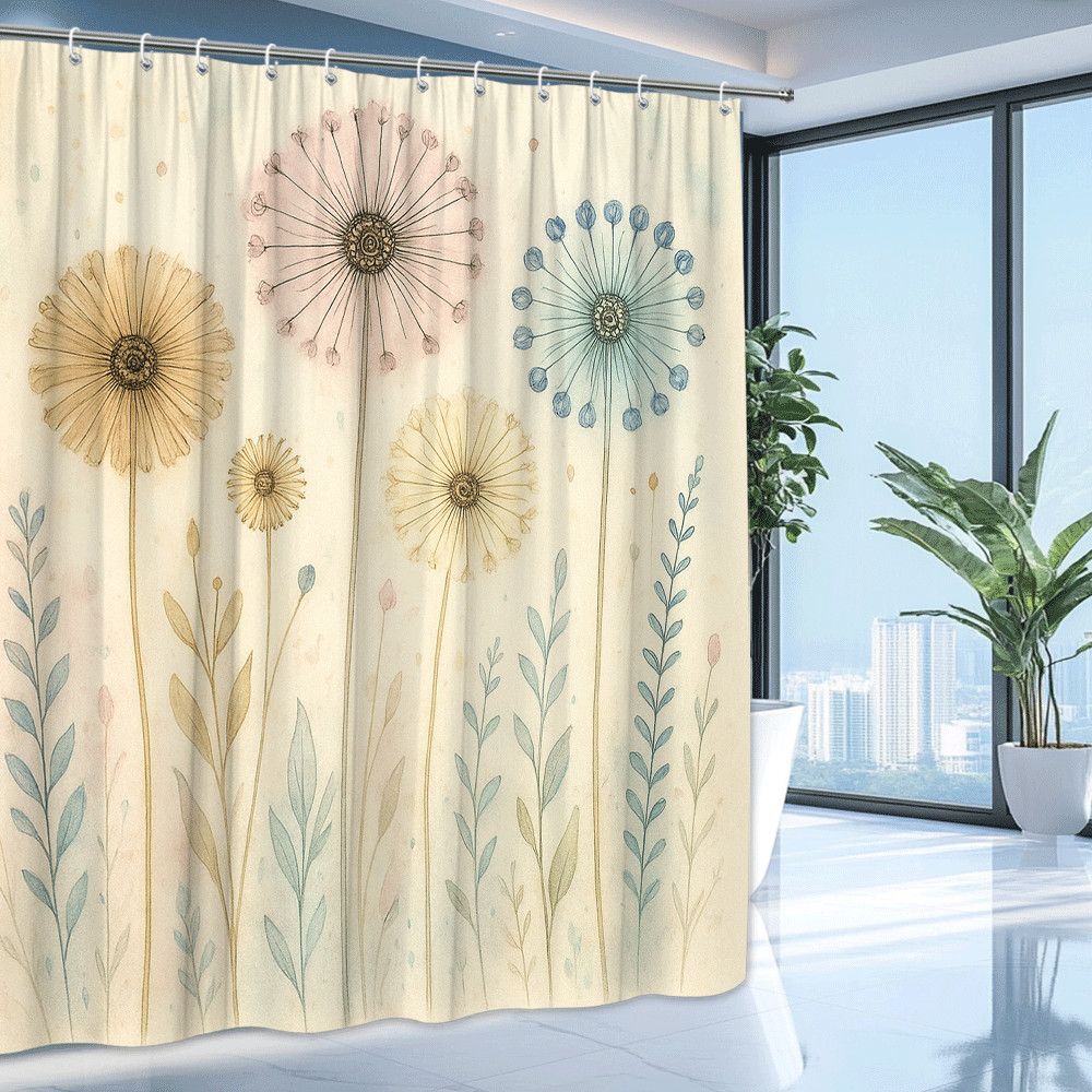 Custom Printed Bath Curtain — custom printed polyester bath curtain detail view