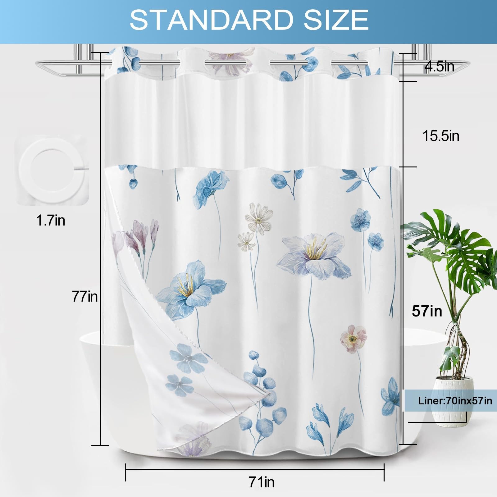 Custom Printed Bath Curtain — custom printed polyester bath curtain detail view