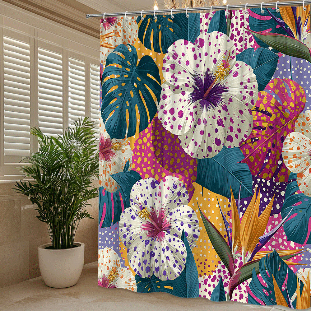 Custom Printed Bath Curtain — custom printed polyester bath curtain detail view