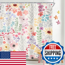 Riyidecor Colorful Cute Floral Shower Curtain for Bathroom Decor 60Wx72H Waterco — custom printed polyester bath curtain