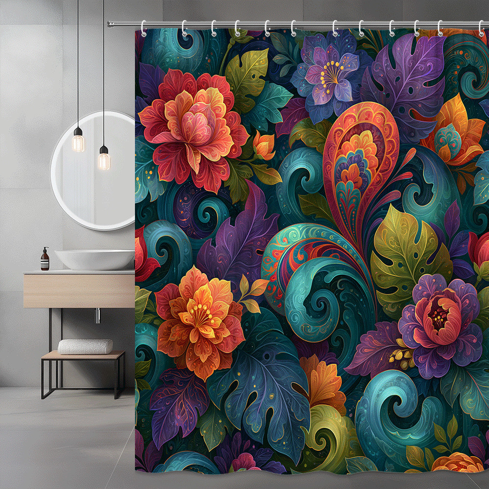 Custom Printed Bath Curtain — custom printed polyester bath curtain