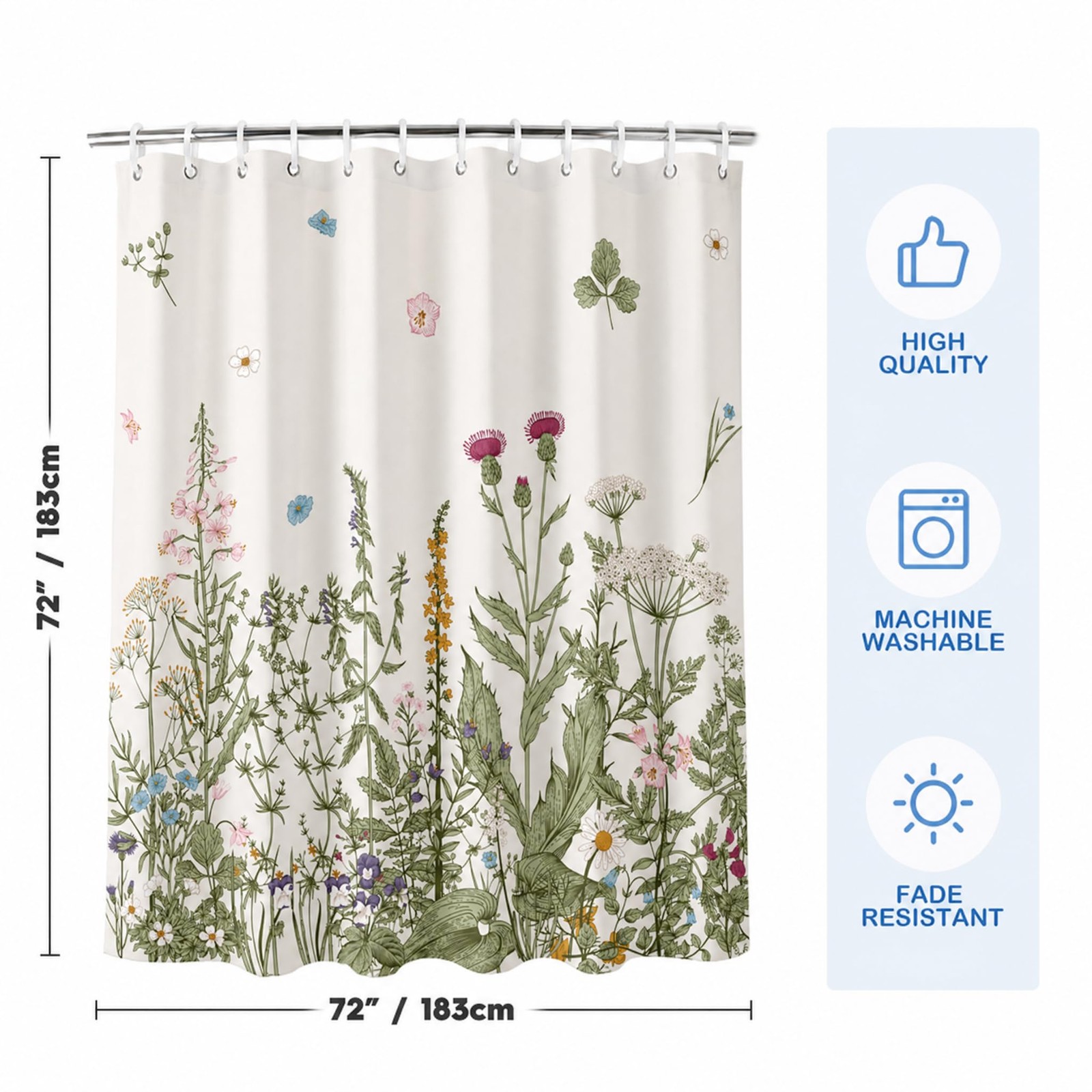 Custom Printed Bath Curtain — custom printed polyester bath curtain detail view