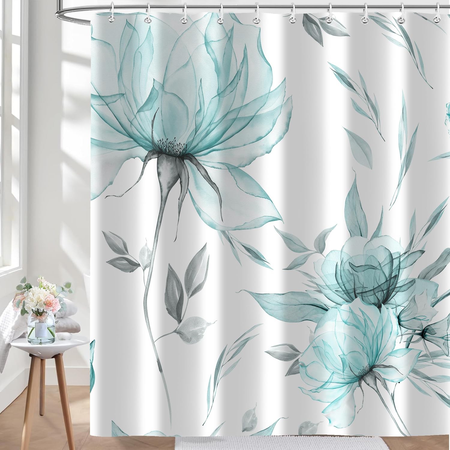 Custom Printed Bath Curtain — custom printed polyester bath curtain detail view