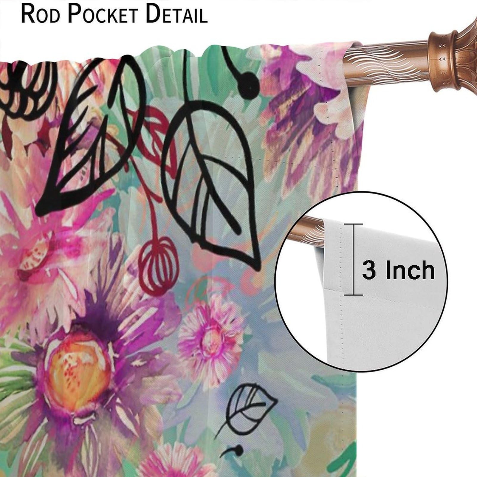 Custom Printed Bath Curtain — custom printed polyester bath curtain detail view