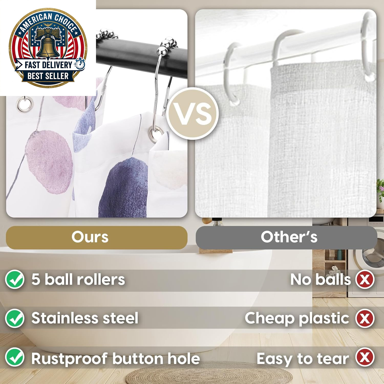 Custom Printed Bath Curtain — custom printed polyester bath curtain detail view
