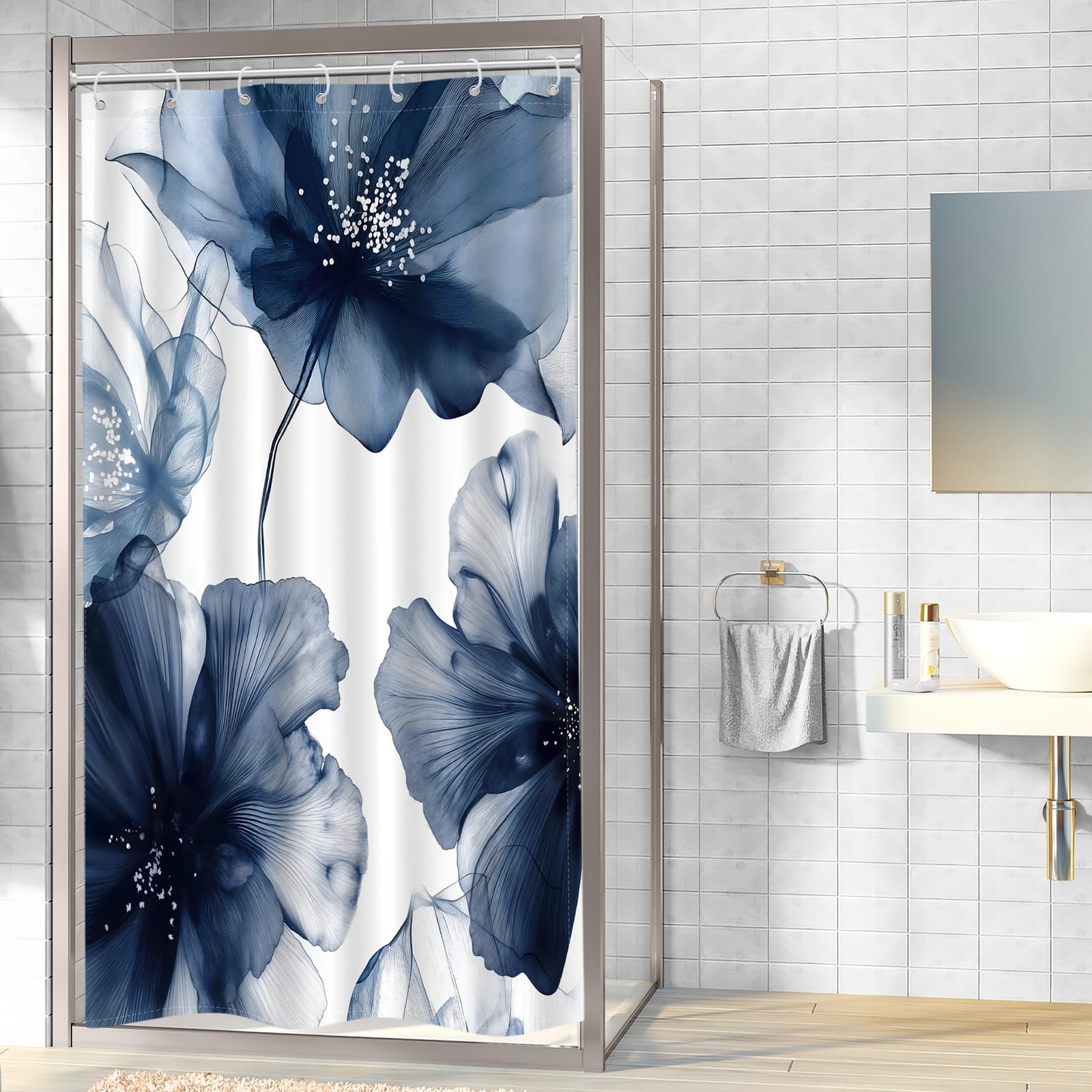 Custom Printed Bath Curtain — custom printed polyester bath curtain detail view