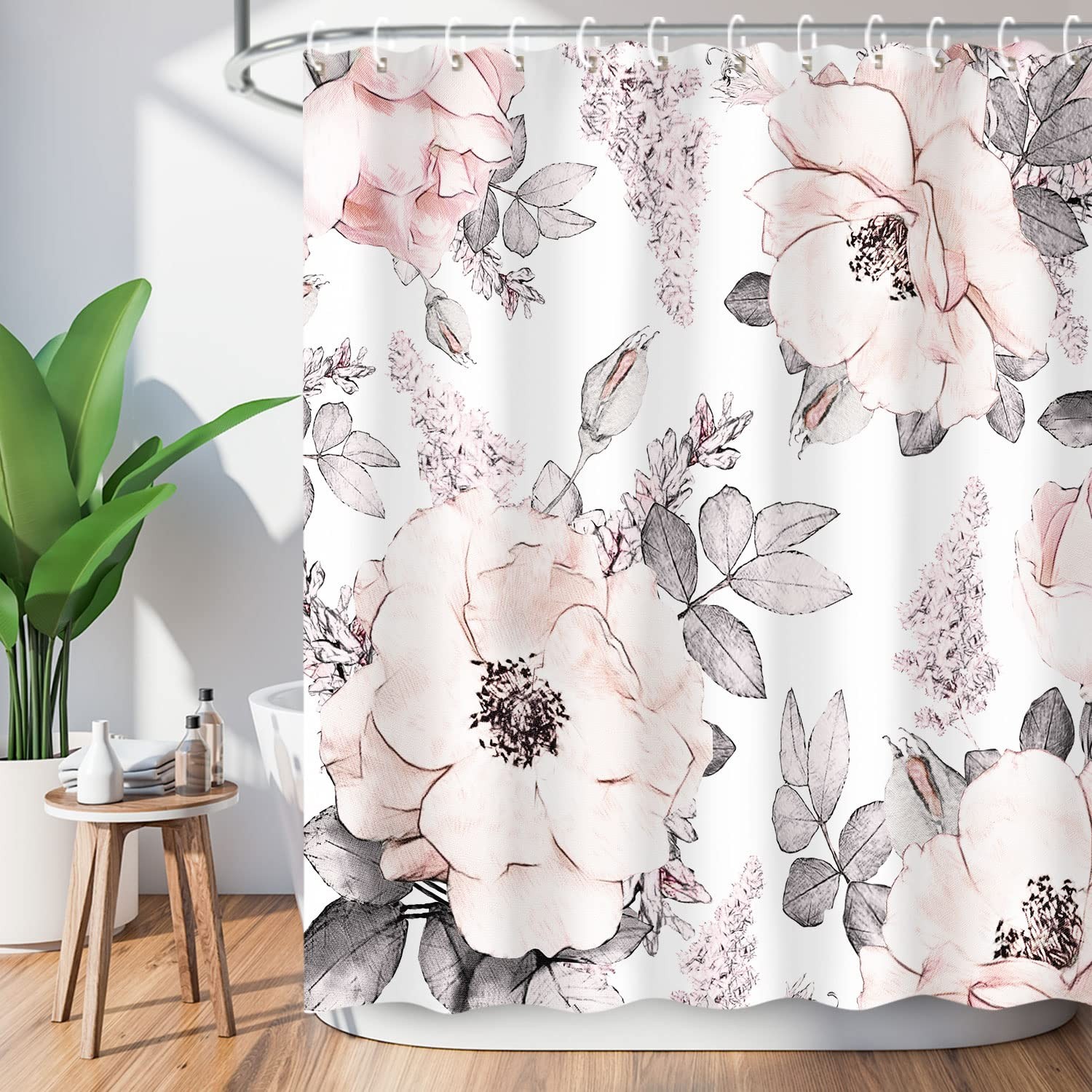 Custom Printed Bath Curtain — custom printed polyester bath curtain detail view