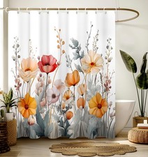 Bathroom Shower Curtain Cute Cortinas Para Bao Wildflower 72x72 Inch — custom printed polyester bath curtain