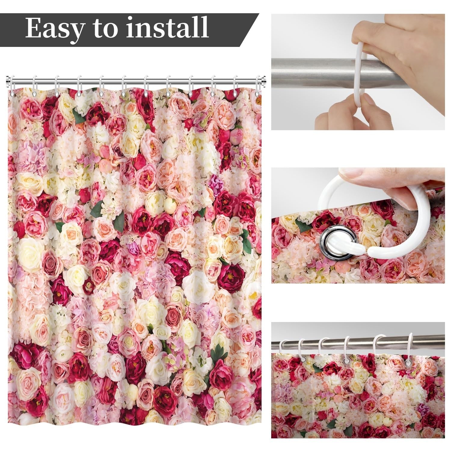 Custom Printed Bath Curtain — custom printed polyester bath curtain detail view