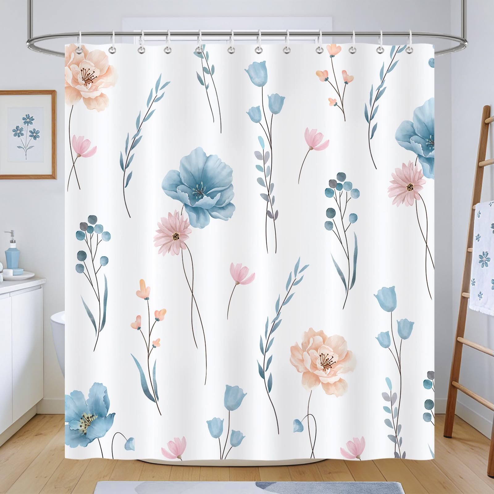 Custom Printed Bath Curtain — custom printed polyester bath curtain detail view
