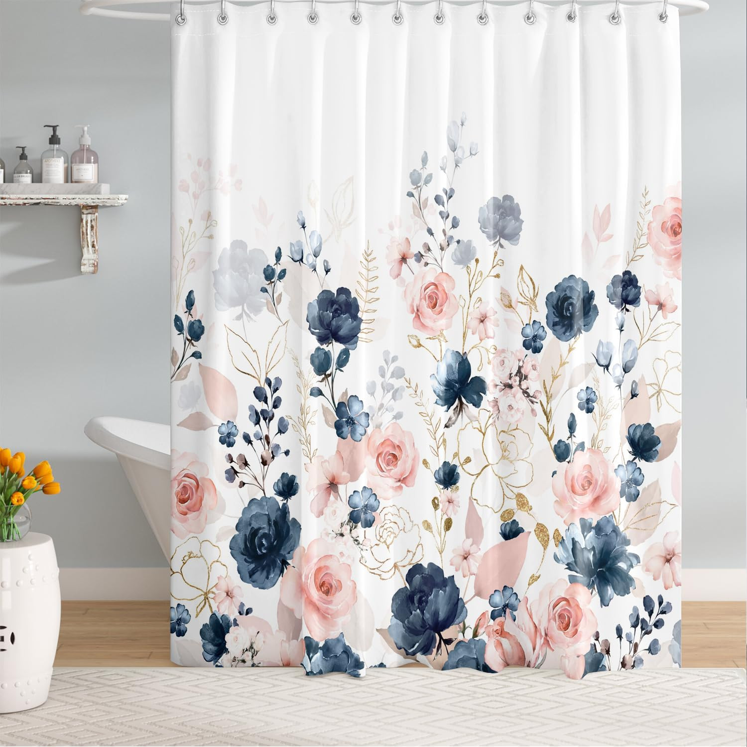 Custom Printed Bath Curtain — custom printed polyester bath curtain detail view