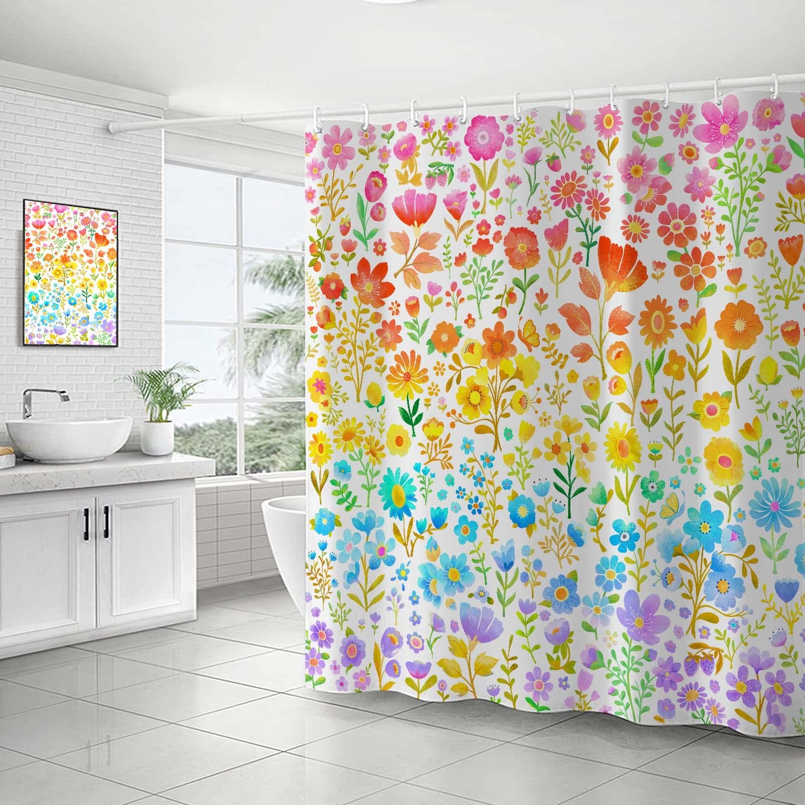 Custom Printed Bath Curtain — custom printed polyester bath curtain detail view