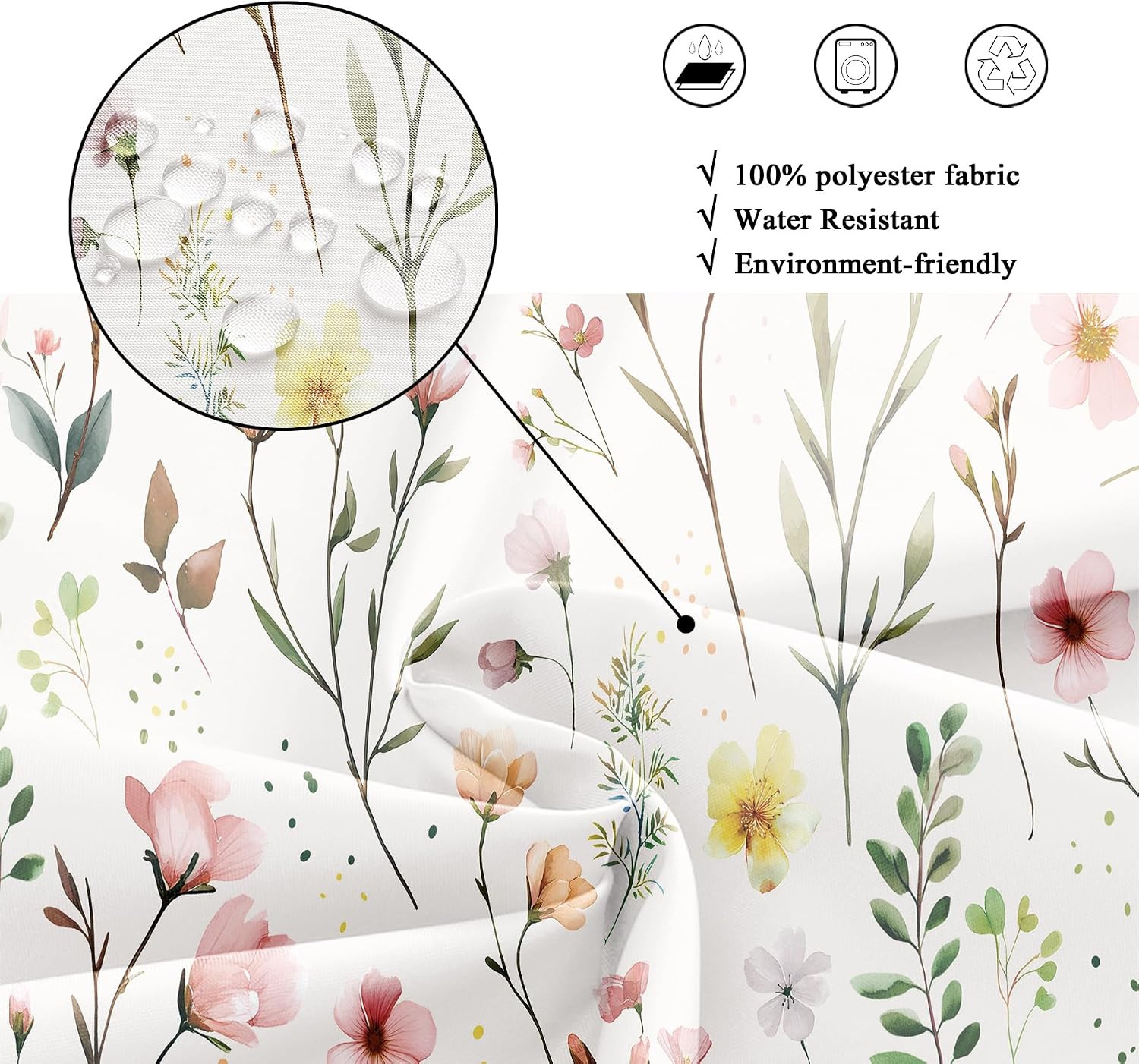 Custom Printed Bath Curtain — custom printed polyester bath curtain detail view