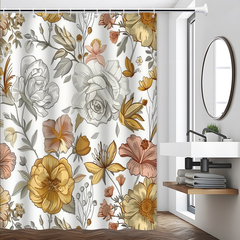 Custom Printed Bath Curtain — custom printed polyester bath curtain detail view