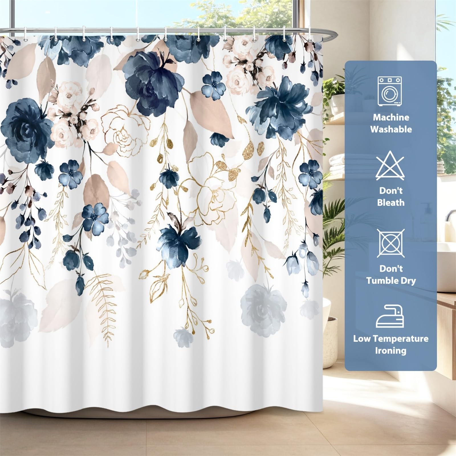 Custom Printed Bath Curtain — custom printed polyester bath curtain detail view