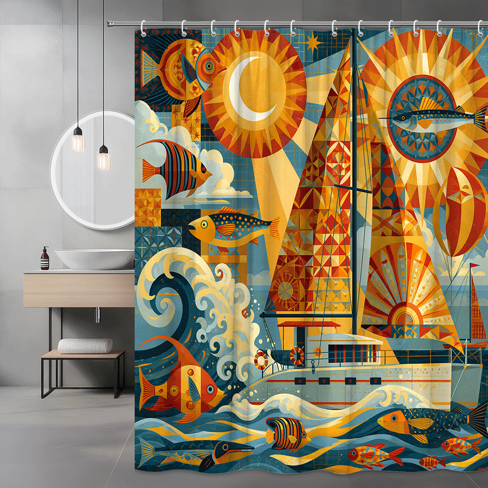 Custom Printed Bath Curtain — custom printed polyester bath curtain