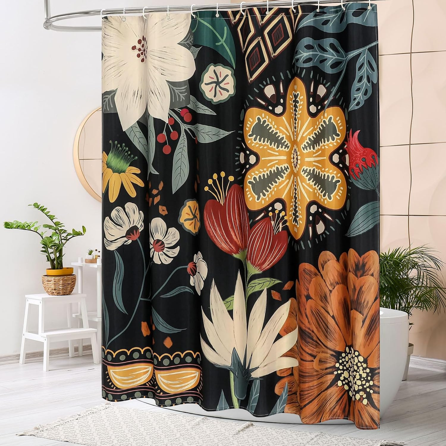 Custom Printed Bath Curtain — custom printed polyester bath curtain detail view